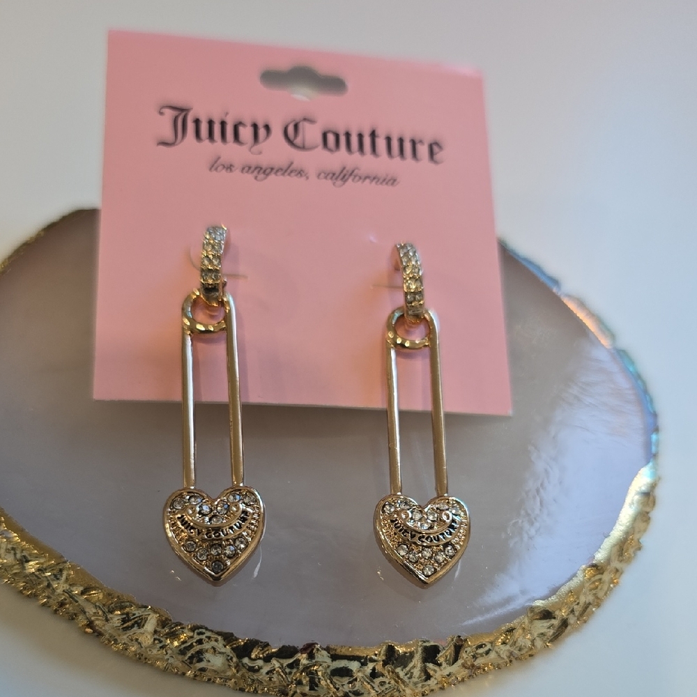 Juicy Couture Gold Heart Dangle Earrings